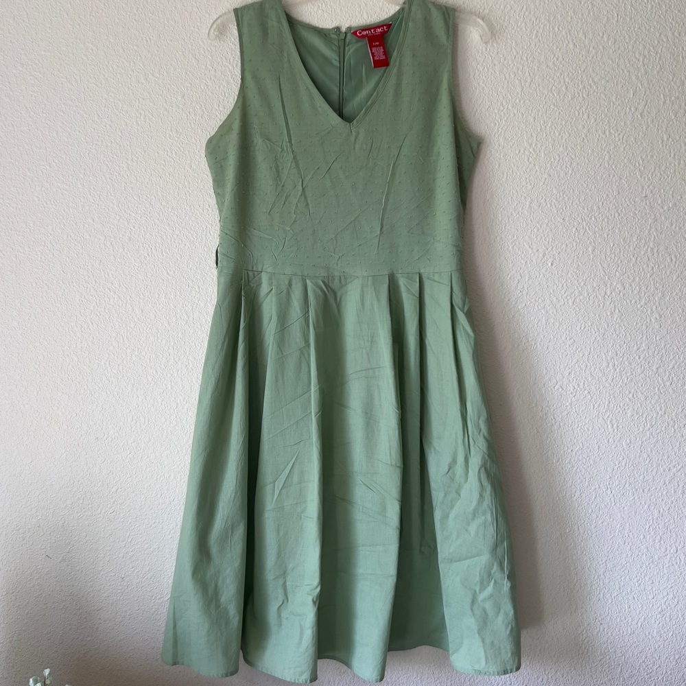 Contact New York green A-line dress Sz L